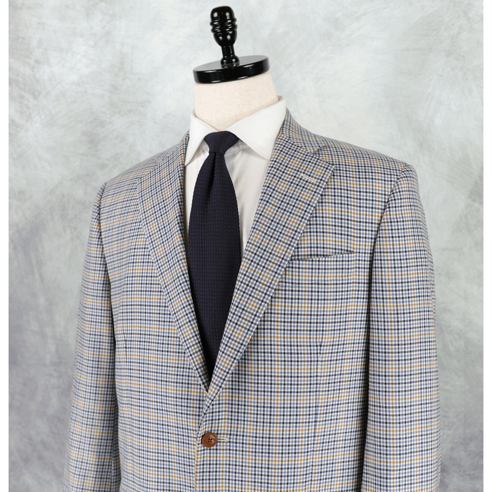Brooks Brothers SaxXon Wool Sport Coat 42R 1818 Madison Blue Orange Glen Plaid - Picture 4 of 15